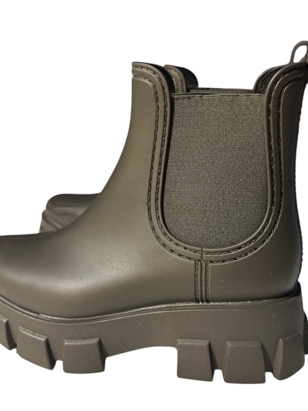 Jeffrey Campbell Army Green Platform Lugged Rubber Chelsea Boots Sz 7 - Picture 6 of 11